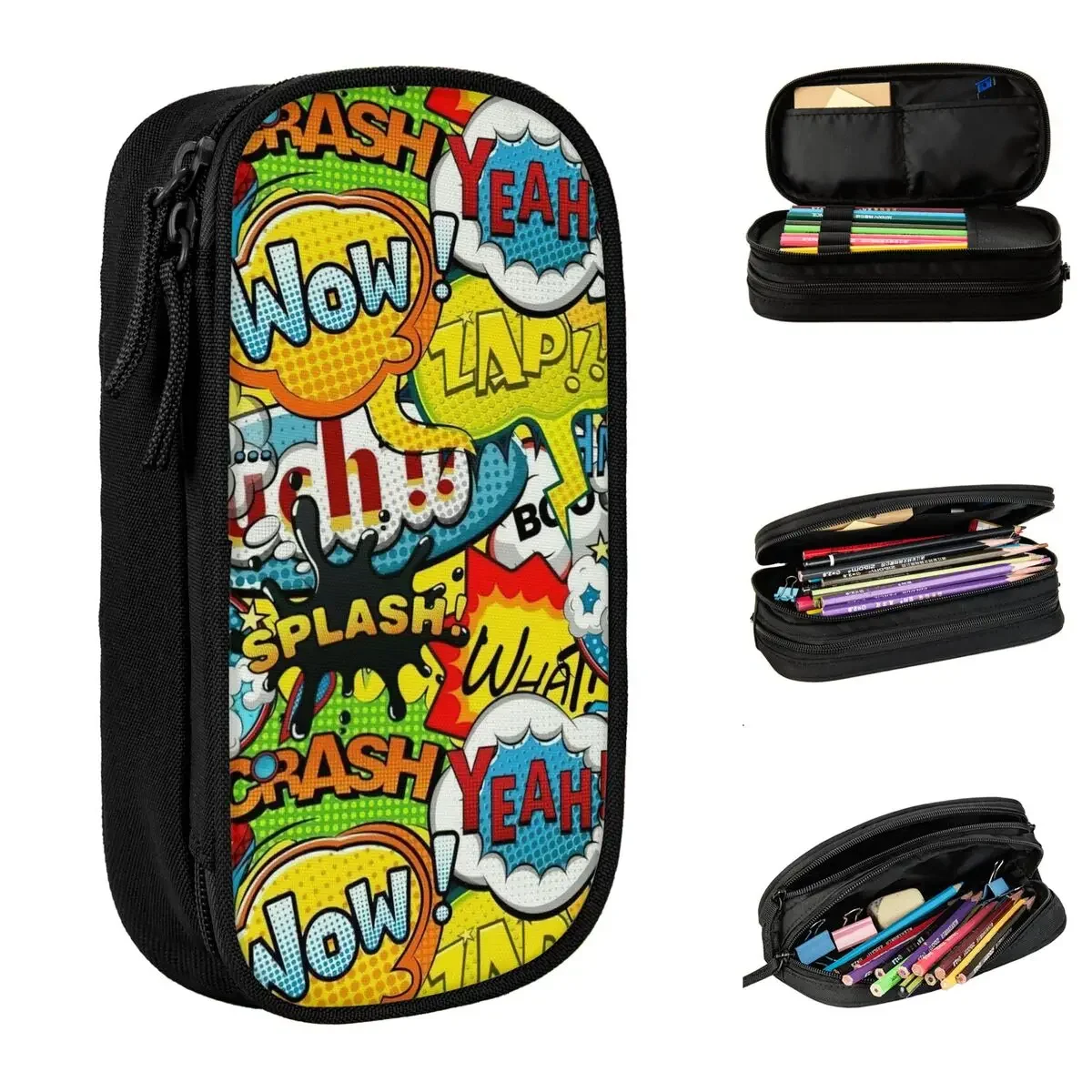 

Cute Colorful Comic Pop Art Book Pencil Cases Pencilcases Pen Holder for Girl Boy Storage Bags Students School Zipper Stationery