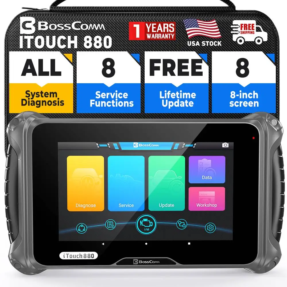 

BOSSCOMM iTouch 880 Сканер всех систем Автомобильный считыватель кодов Инструмент сканирования с 8 сбросами Автомобильный сканер Диагностический инструмент для всех автомобилей