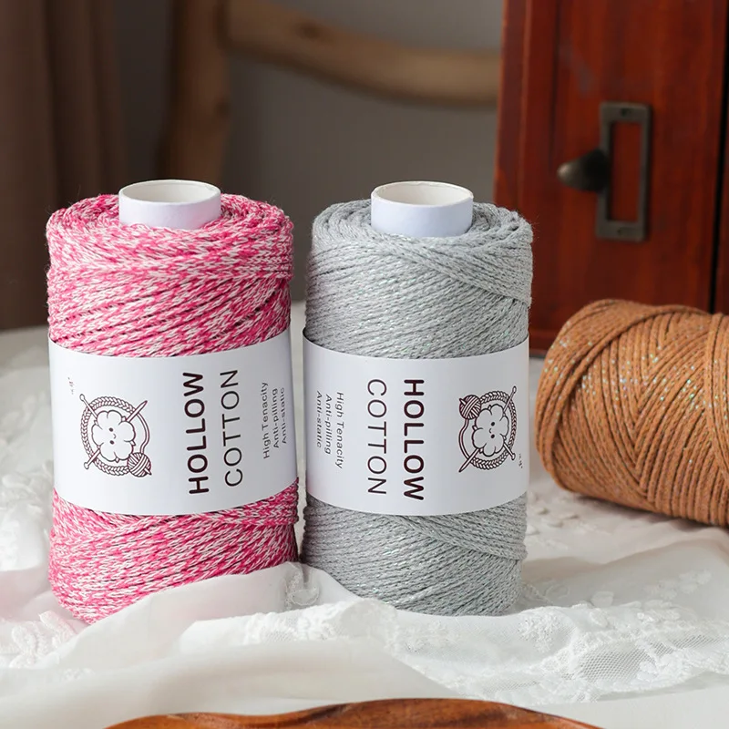 2mm Dyed Glitter Hollow Cotton Silver Wire Hand DIY Crochet Butterfly Broken Silver Bag Hat Woolen DIY Knitting