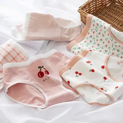 Cotton Panties Comfy Underwear Women Low Waist Briefs Female Underpants Lingerie Ladies Pantys M-XL Cherry Printed Design