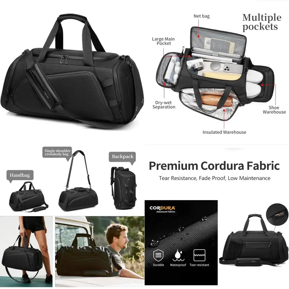 กระเป๋าเดินทางแบบดัฟเฟิลกันน้ำขนาด 40 ลิตรสำหรับผู้ชาย พร้อมช่องใส่รองเท้า เหมาะสำหรับการเดินทาง ฟิตเนส และกิจกรรมกลางแจ้ง