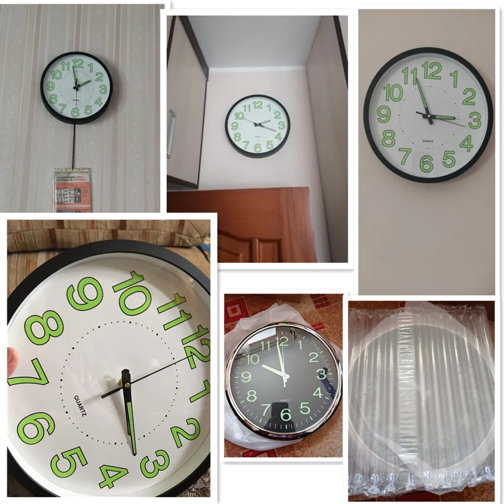 12 inch Luminous Minimalist Wall Clock Modern Design White Quartz Simple Glowing Hanging Clocks Bedroom Living Room Decoration