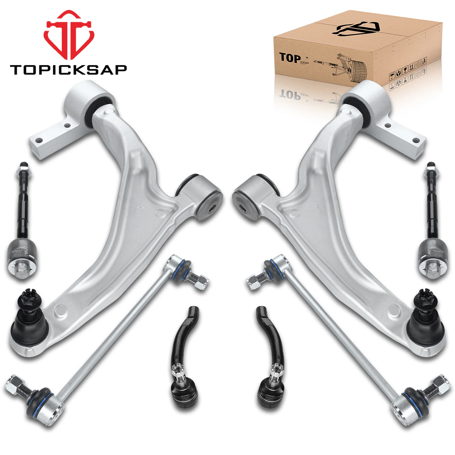 TOPICKSAP 8Pcs Control Arm w/Ball Joint Sway Bar Link Tie Rod End for Honda Pilot 2009-2015 51350SZAA02 51350SZAA03