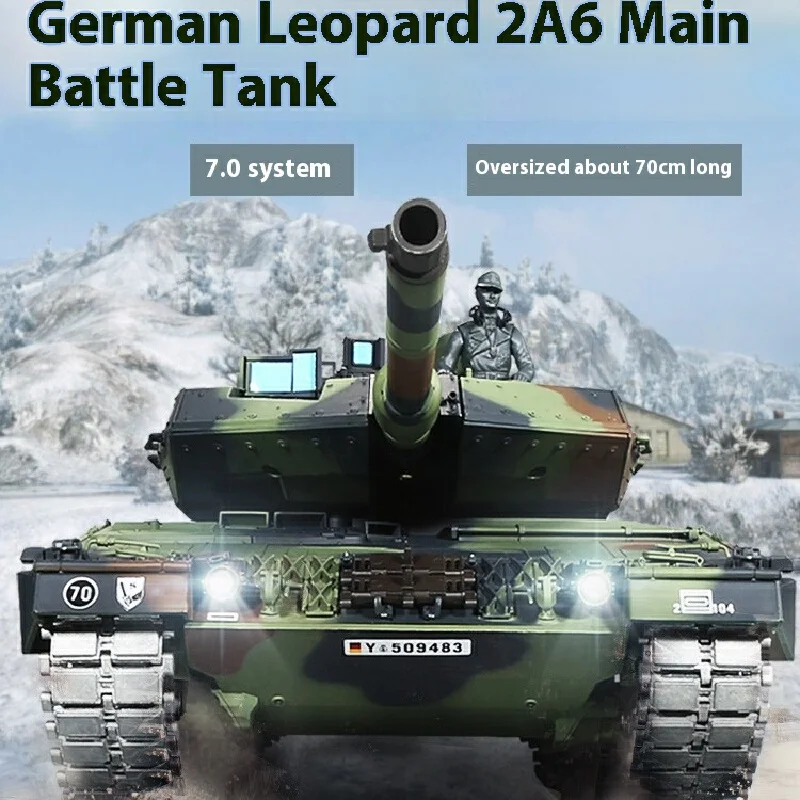 Model German Leopard 2A6 tank toy new military leopard metal crawler can launch boys but collect gift ornaments model.