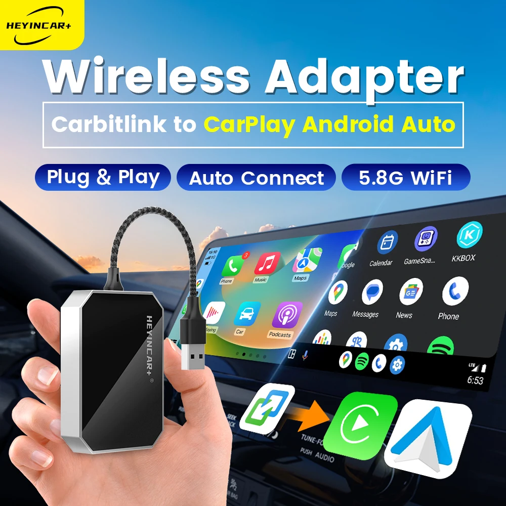 HEYINCAR Baic BJ40 Plus BJ60 X35 X55 II BAIC 3 BAIC 5 carbitlink baru Koneksi mudah ke Adaptor Mobil Android CarPlay Nirkabel