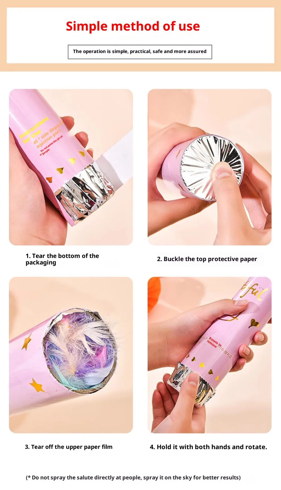 يده ريشة تحية مدفع السنة الجديدة هدية أنبوب حفلة البث المباشر لوازم الزفاف رذاذ بار الغلاف الجوي