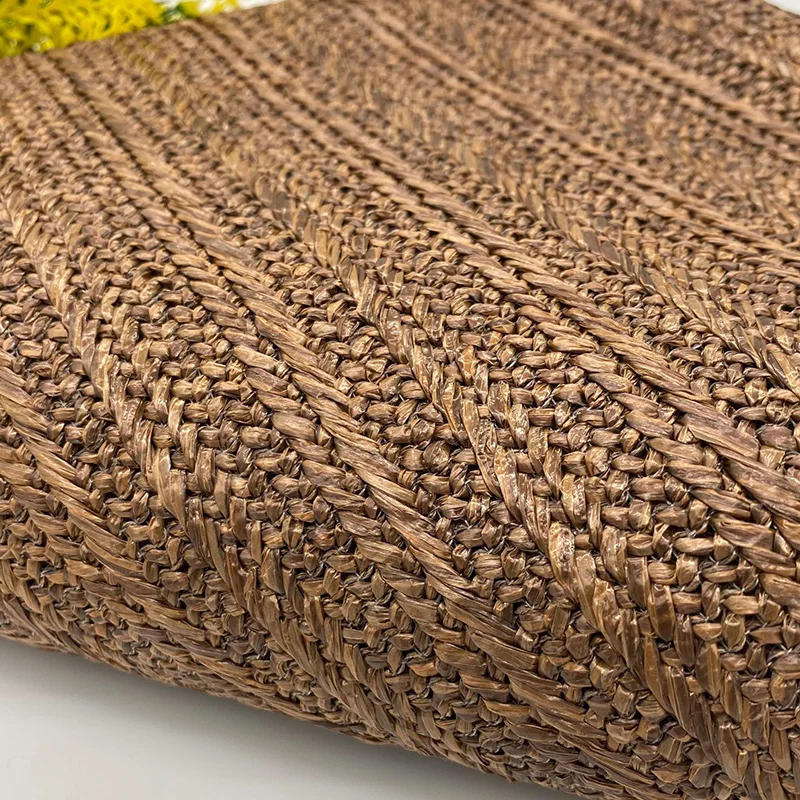 90x140cm Eco-Friendly PP Raffia Woven Fabric Breathable Handmade PP Straw Hand Knit Fabric DIY Beach Straw Hand Bag Material