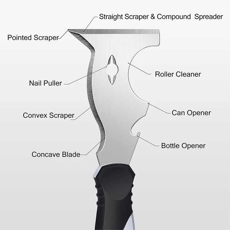 Aço inoxidável Pintores Ferramenta Raspador para Madeira, Pintura Putty Faca, Metal Pá de Limpeza, Enchimento Conjunto, 10 em 1