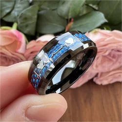 Tungsten Carbon Fiber Heart Inlay Wedding Band Anniversary Ring for Women Men Engagement Jewelry Polished Shiny