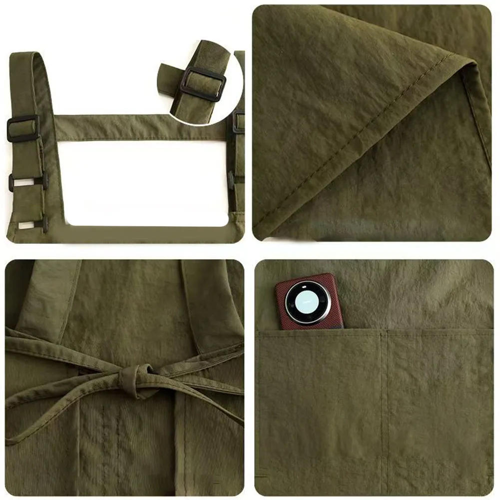 Apron Clothes Adjustable Apron Green Kitchen Cooking Apron Cooking Accessories Customizable Fit Polyester Material