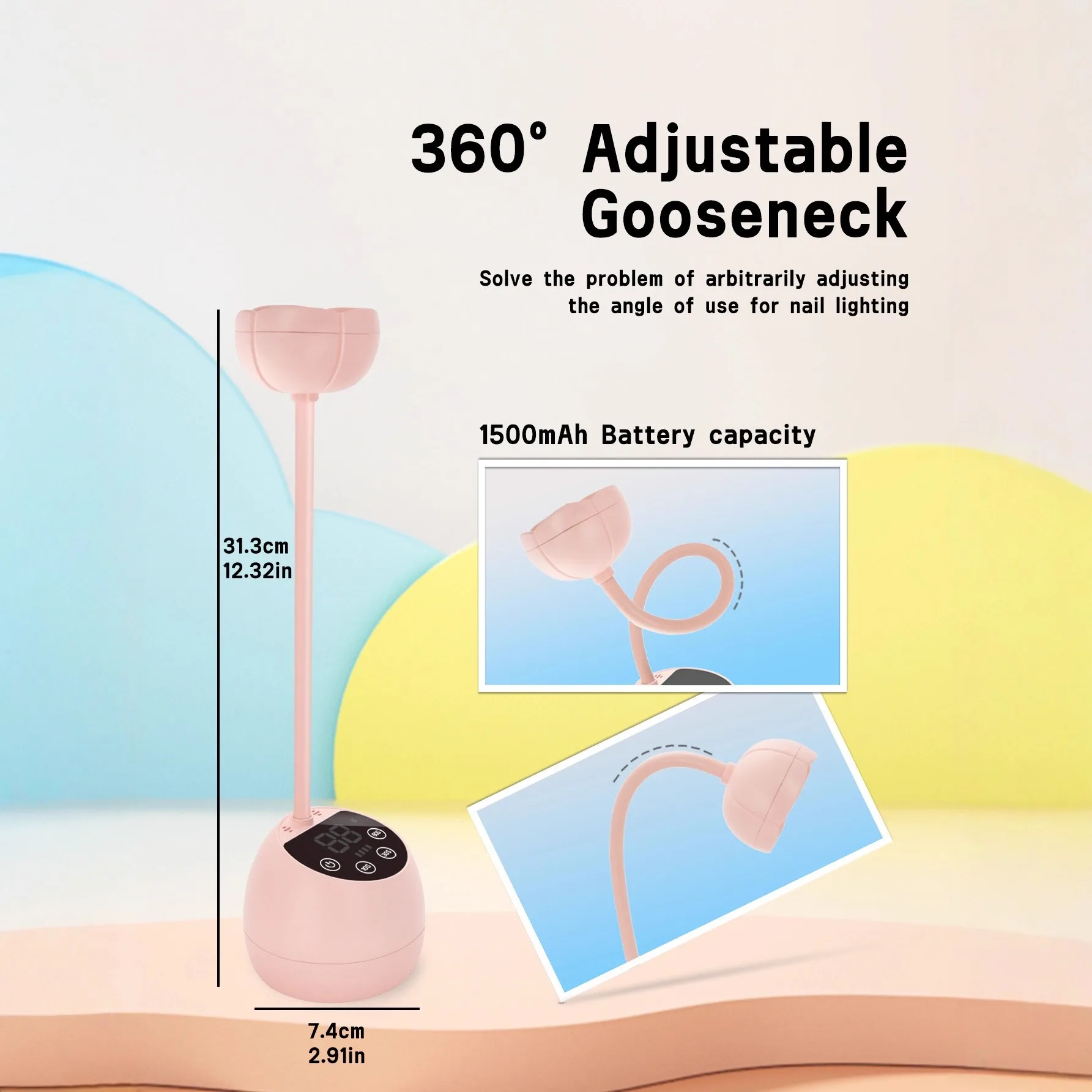 배터리형 데스크탑 지능형 네일 램프, 지능형 유도 360도 굽힘, 10초/30초/60초 선택, 자유 선택, 홈 네일 아트.