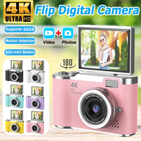 64GB 4K CCD Digital Camera for Student 48MP Compact Digital Photography Camera 8X Digital Zoom 180°Flip Screen Selfile Camera
