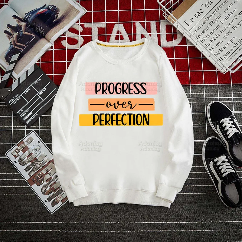 Best Teacher Ever Progress Over Perfection Hoodies Spring Autumn Male Casual Hoodies Sweatshirts Men's Hoodies Sweatshirt