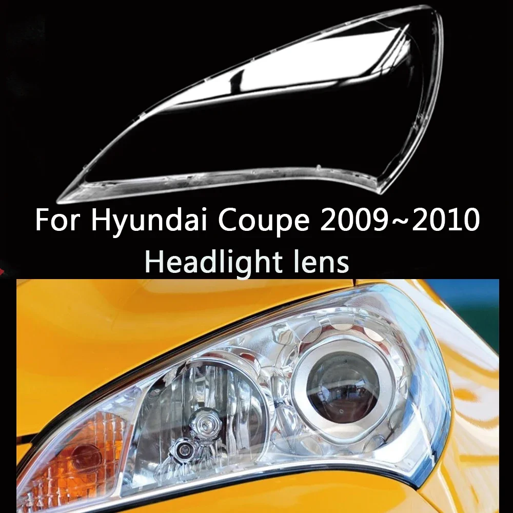 

HTTCY For Hyundai Rohens Coupe 2009 2010 front Car Headlight Cover Lens Shell Lampcover Lampshade Headlamp Light mask