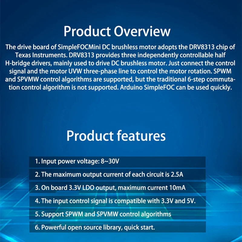 Simplefocmini Borstelloze DC Motor Driver Board FOC Control Driver SVPWM Control Algorithm Driver Board Module Gemakkelijk te installeren