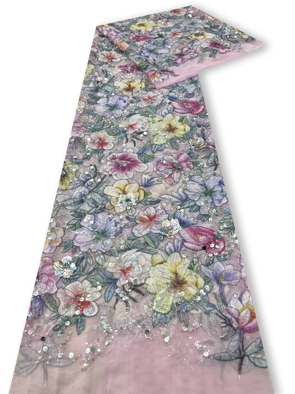 

Haute Couture Mesh Embroidery Color Sequin Fabric Embroidery Lace Fabric High-end Women's Fabric