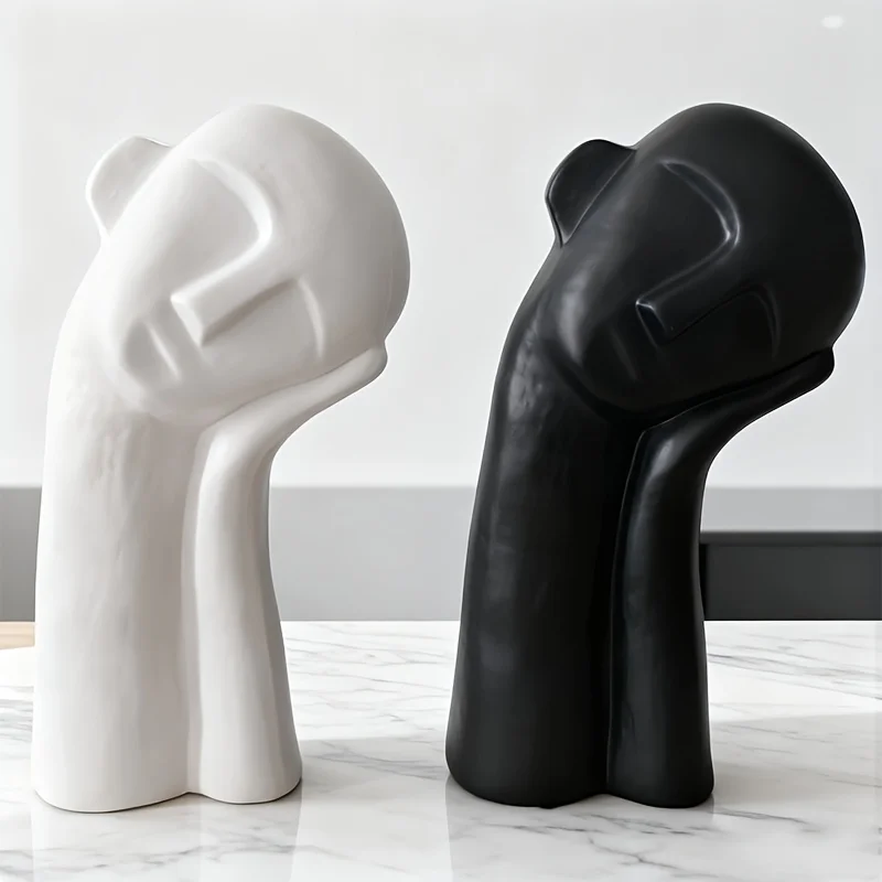 Soft Decoration Model Room Living Room Designer-Style White Tilted-Head Portrait Sculpture Modern Minimalist Home Desktop Orname