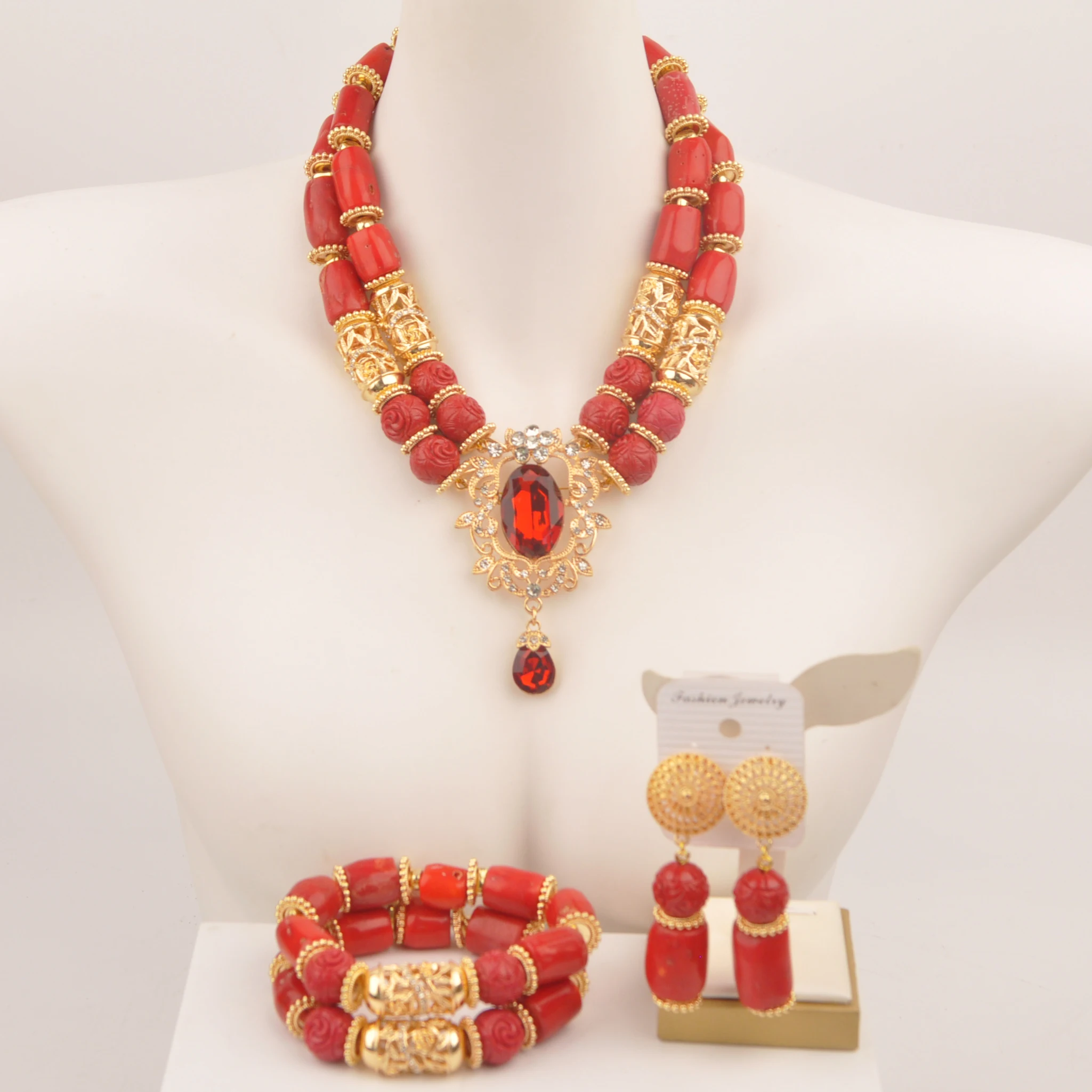 

Natural coral Necklace Nigerian Wedding jewelry jewelry collection red