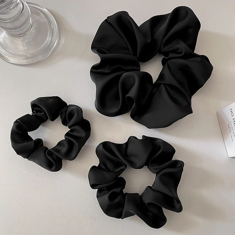 Wholesale 3pc/set Luxury Satin Hair Scrunchies Set Women Silk Scrunchie Elastic Smooth Hair Bands Girls Hair Ties Small Big Size