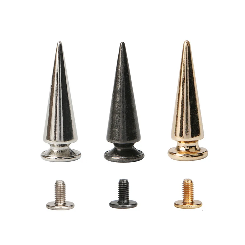 100sets 10x29mm Cone Tower Type Alloy Metal Studs Leathercraft Rivets Bullet Spikes Punk Spike for Clothes Bags Belt Pet Collars