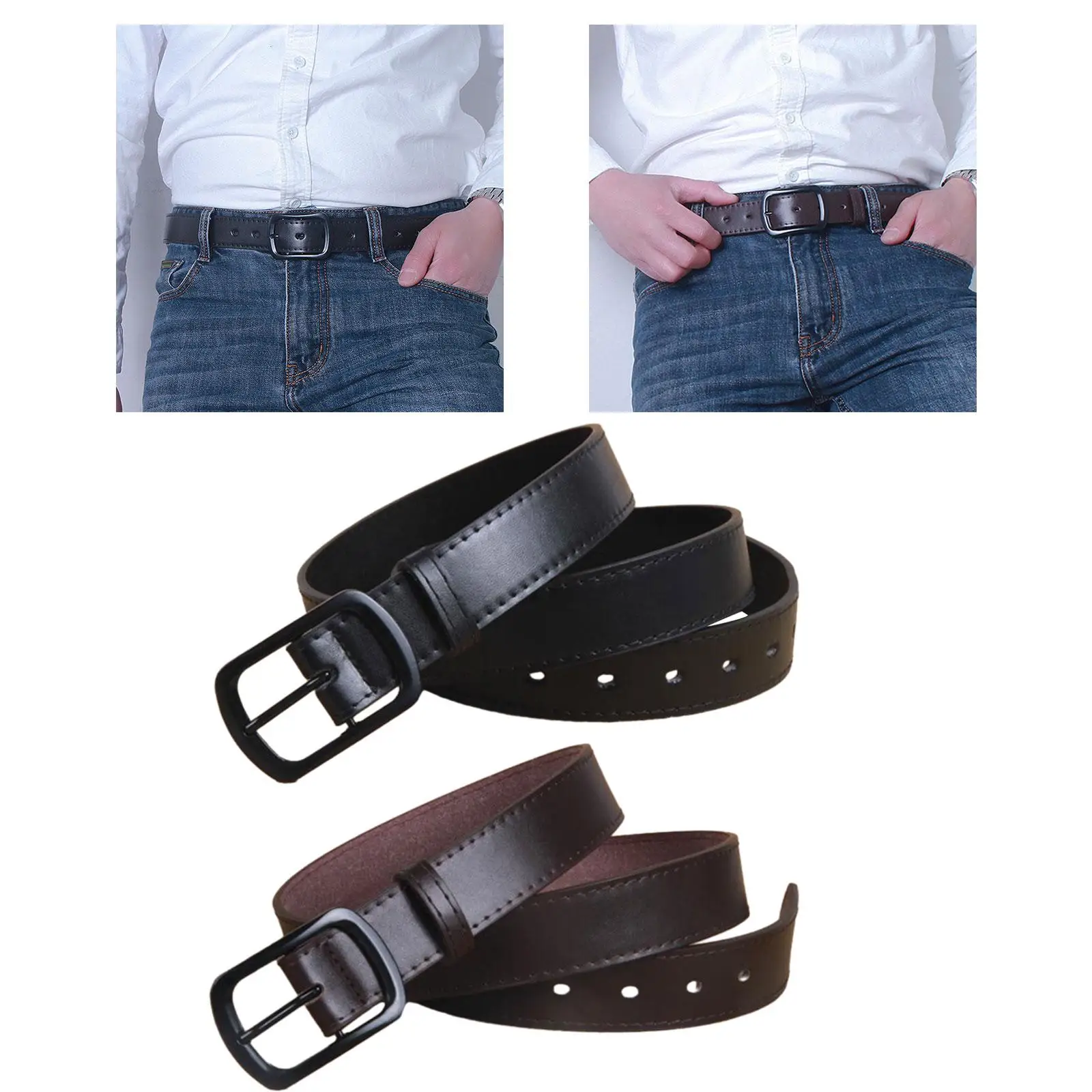 Men Dress Belt Metal Pin Buckle Waistband for Work Jeans Accessories Travel