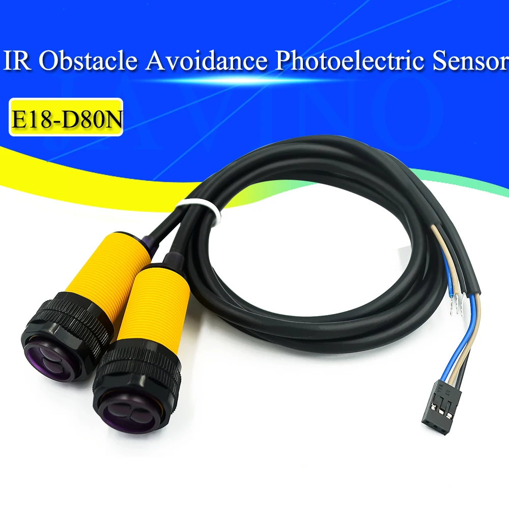 Smart Car Robot E18-D80NK Infrared Obstacle Avoidance Photoelectric Sensor Proximity Switch 3-80cm Detection Range Adjustable