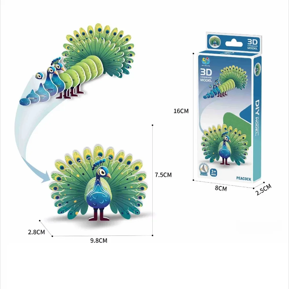 DIY الحرف اليدوية ثلاثية الأبعاد بازل على شكل حيوانات لعبة تعليمية المحيط سلسلة الأطفال بازل قطع اللعب ديناصور سلسلة سفاري ورقة الحرف