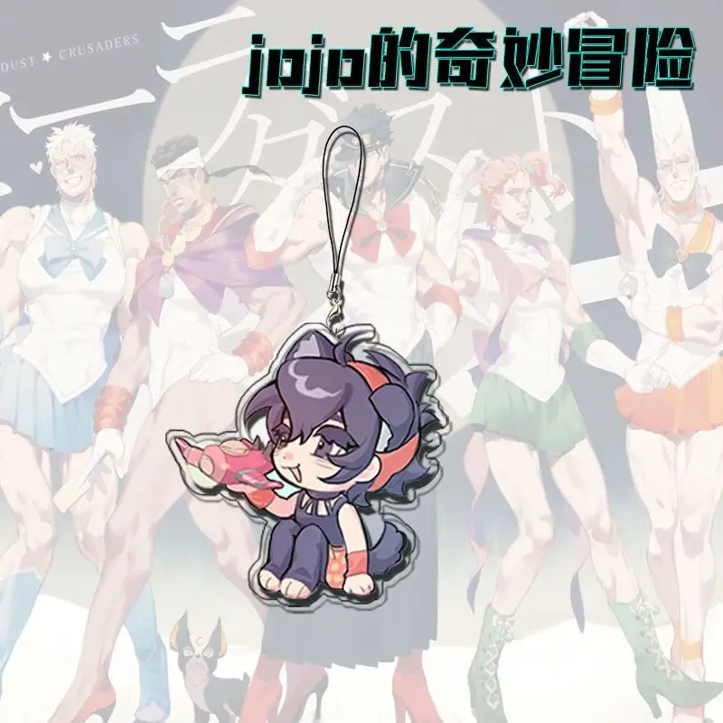 أنيمي جوجو مغامرة غريبة الهاتف حبل المفاتيح سلاسل الهاتف المحمول لطيف سلاسل المفاتيح حزام الحبل حقيبة مدرسية قلادة #4