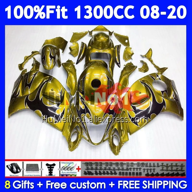 Fairing For SUZUKI GSXR 1300 Hayabusa GSXR-1300 127No.105 GSXR1300 2008 2009 2010 2011 2012 2013 14 15 16 17 Gold flame 18 19 20