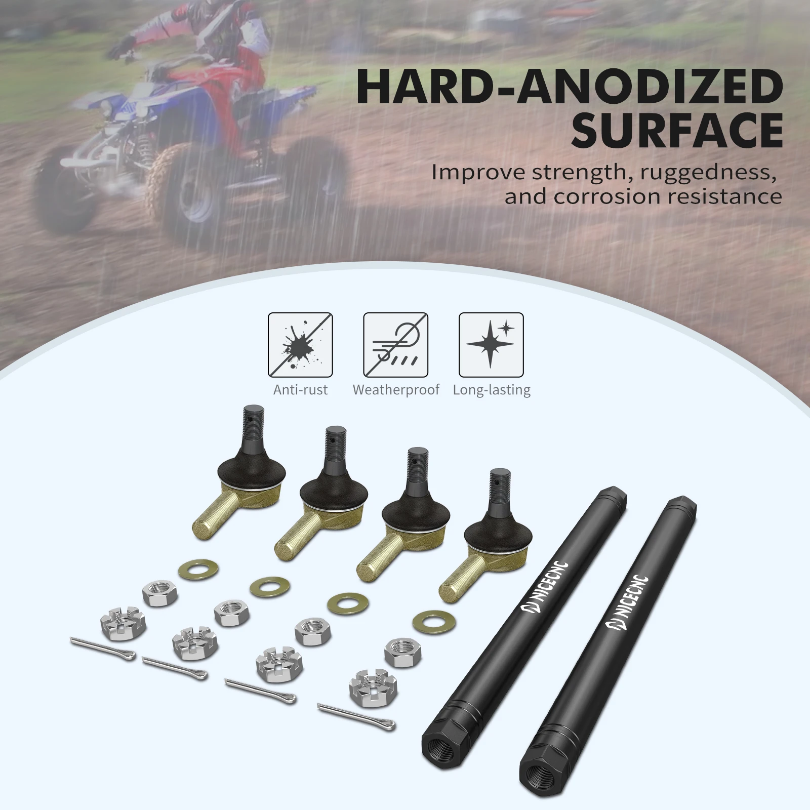 NICECNC für Yamaha Blaster 200 YFS200 1988-2006 Spurstangenkopf- und Kugelgelenk-Set aus Aluminium, ersetzt 1UY-23841-01-00, ATV-Zubehör – Detail 3