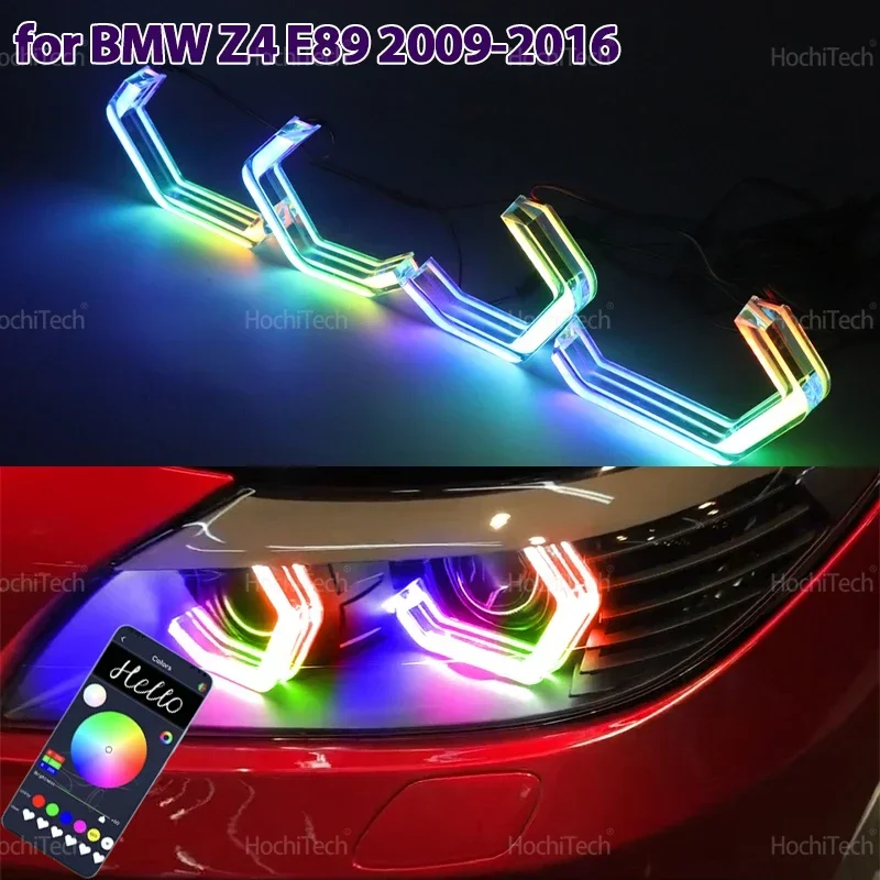 For BMW Z4 E89 2009-2016 RGB colorful Dynamic light Angel Eyes Rings Led M4 style APP control DRL Turn signal Light