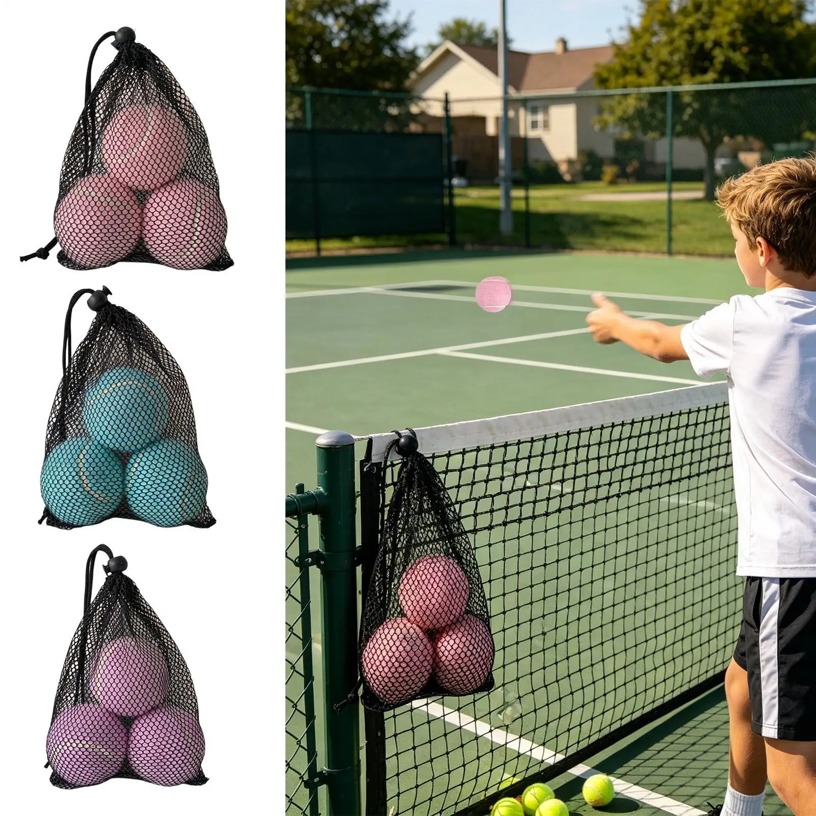 Bulk Tennis Balls 3-Piece Colorful Wear Resistant Elastic High Visibility Pet Exercise Playing Balls Bulk For Backyard Court Gym