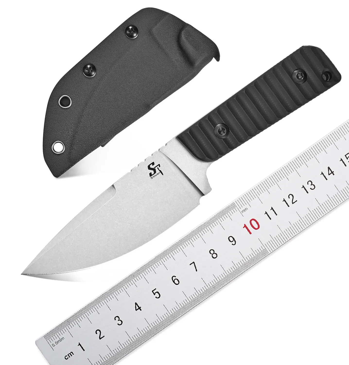 Sitivien ST14 Fixed Blade Knife AUS-10 Steel Blade G10 Handle Full Tang Knife EDC Tool Knife for Outdoor Camping Hiking Hunting