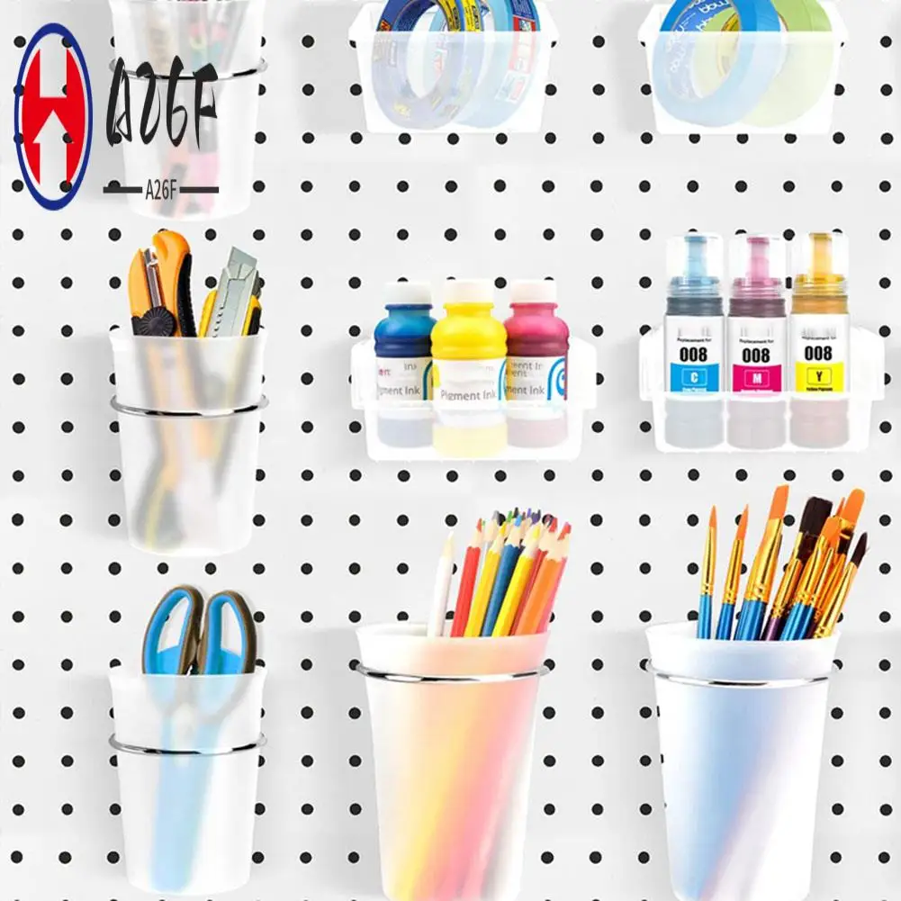 

A26F-Peg Board Bins Peg Board Cups With Hooks & Loop 12Pack,Peg Board Organizer Replacement Parts Peg Board Tools Organizer A