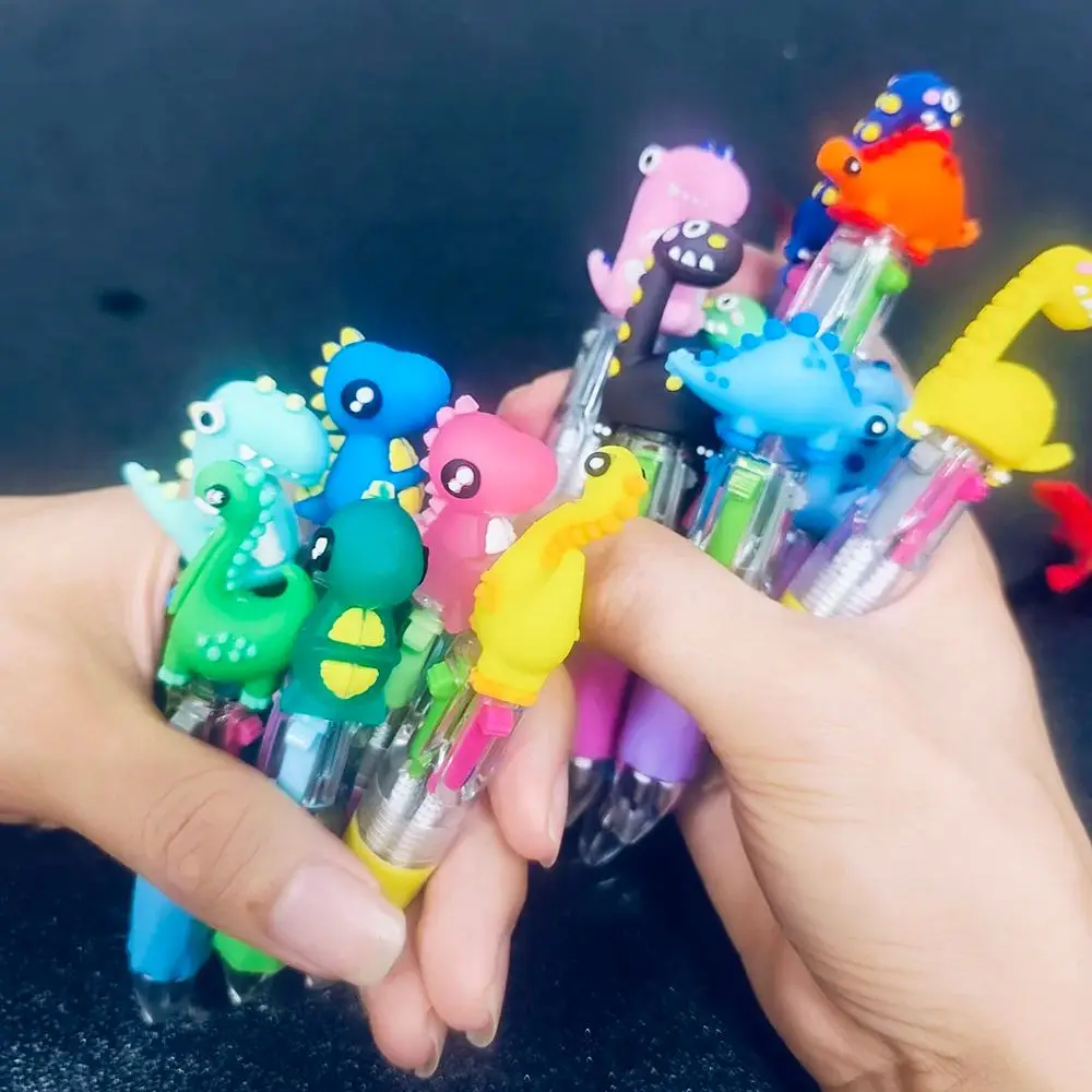 10 sztuk/partia Kreskówkowe Śliczne Dinozaury Seria Mini 4 Kolorowe Długopisy Kulowe Wielokolorowe Długopisy do Pisania Artykuły Szkolne Biurowe dla Dzieci Prezenty — zdjęcie produktu 6