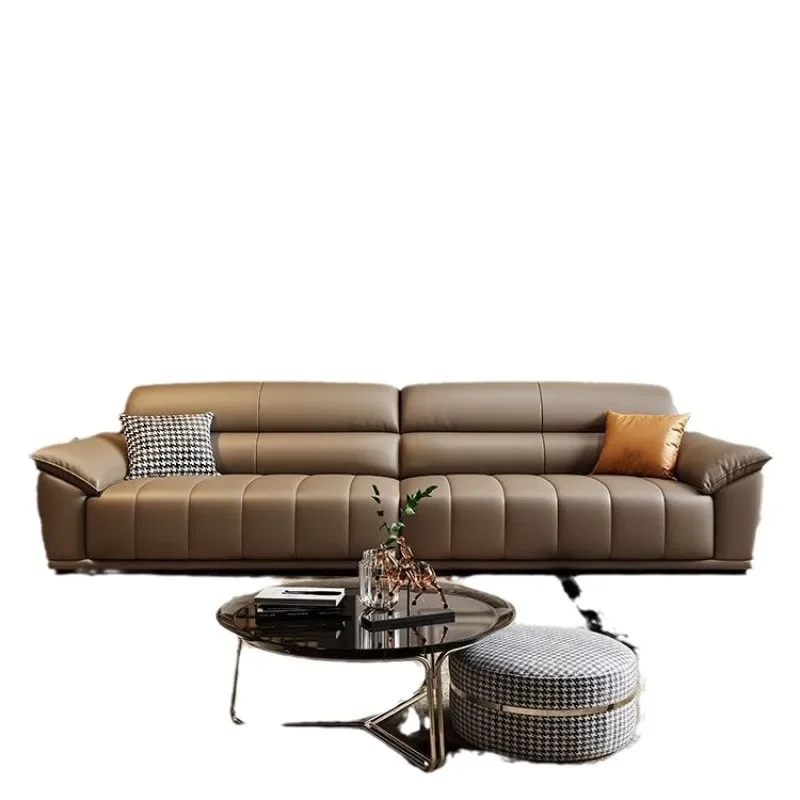 

Italian minimalist leather sofa living room small apartment simple and modern