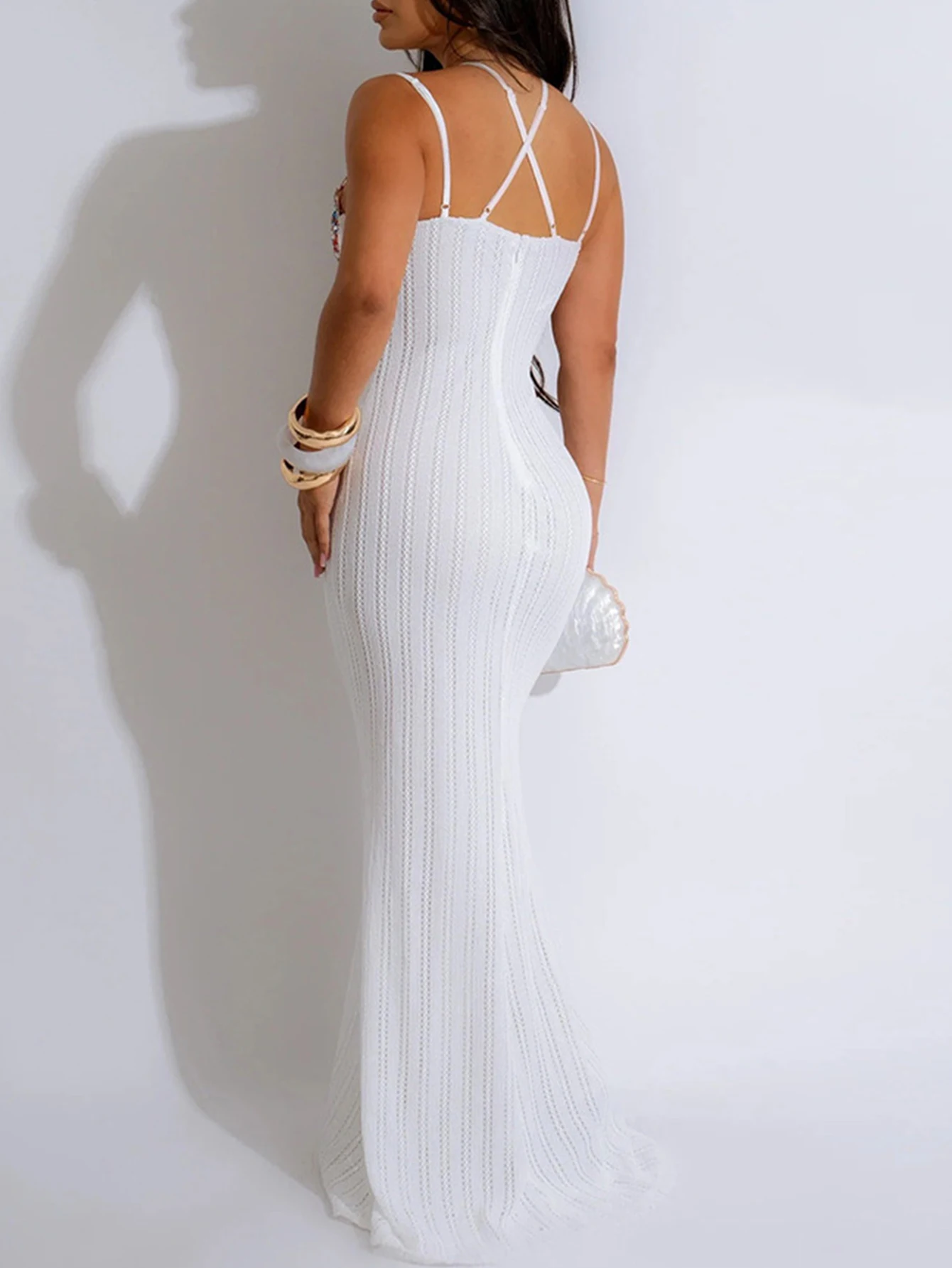 Sexy witte backless strass maxi zomerjurk vrouwen elegante luxe party lange jurken bodycon verjaardag avondjurk vestidos