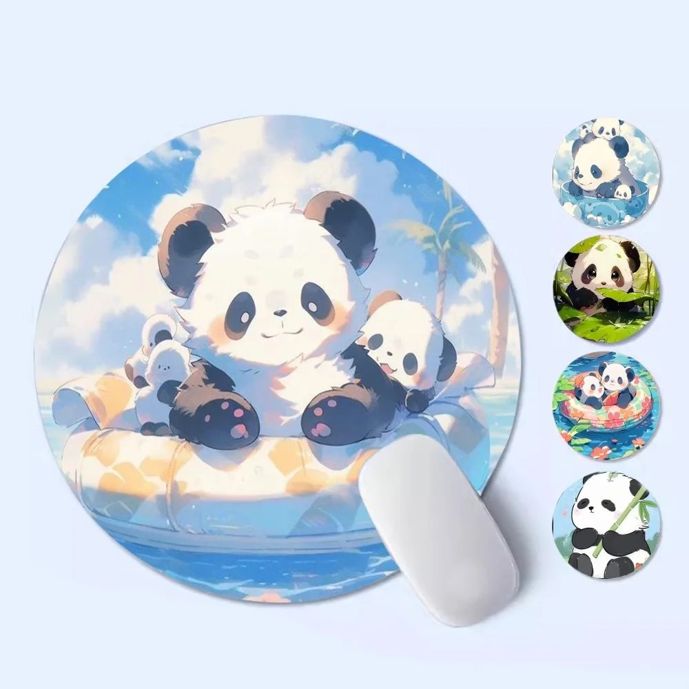 Panda Cartoon Animal Mousepad 20x20cm Round Desktop Desk Mat Kawaii Gaming Accessories Students Writing Pad Mouse Pad