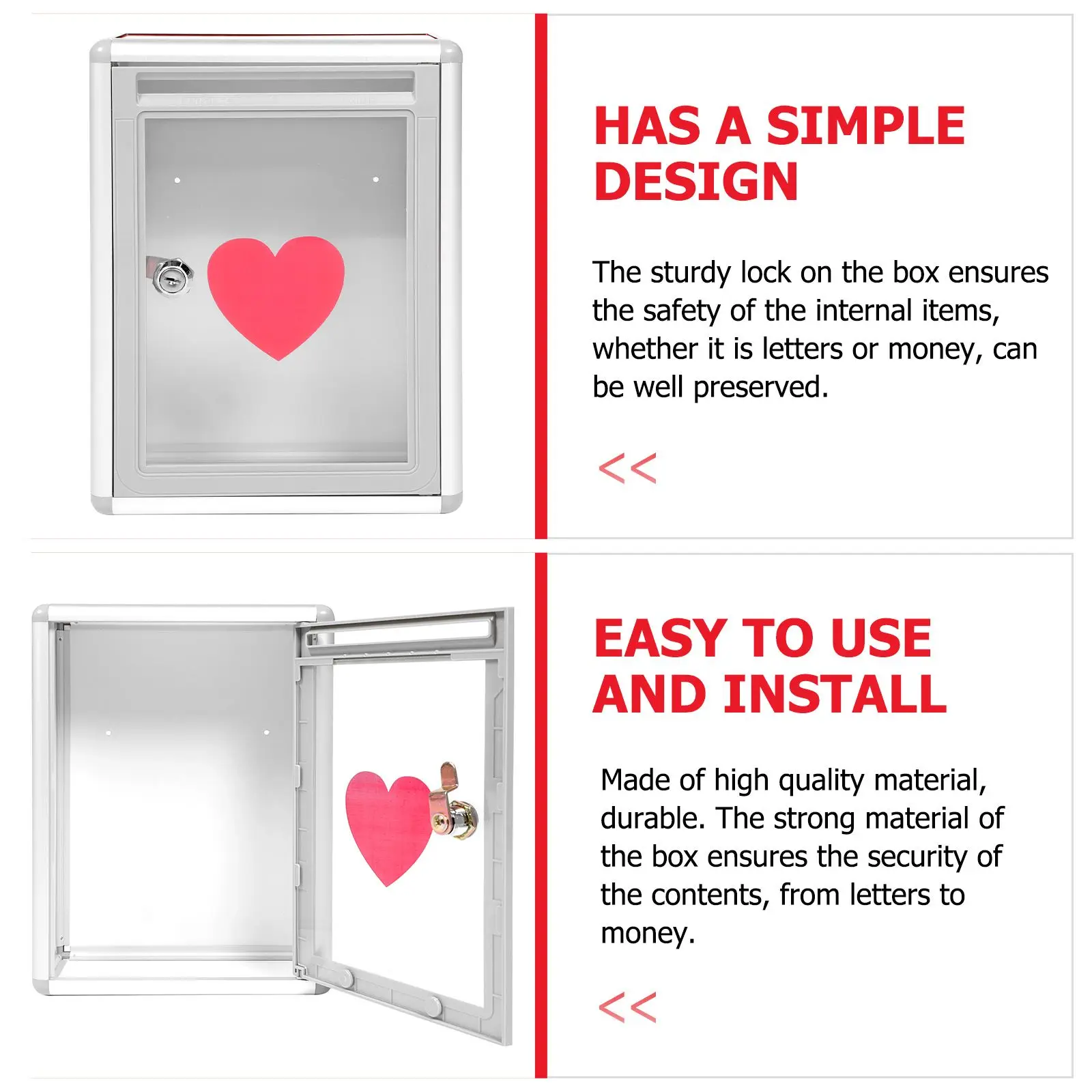 Aluminum for Donation Fundraising Collection Container with Sturdy Lock Transparent Design Storage Container