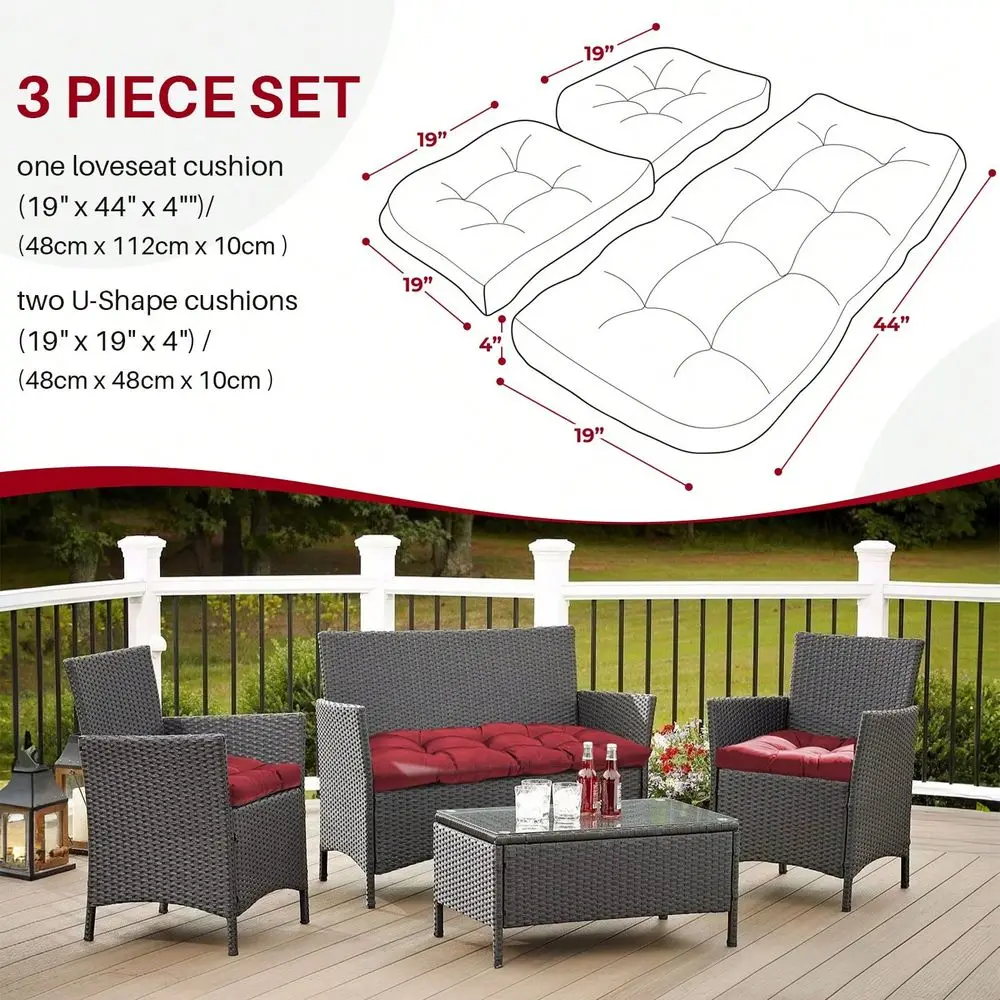 

Cushion Set Love seat Settee Tufted Outdoor Waterproof Bench Seat Cushion Tufted Seat Cushions 3 pcs Sets Waterproof