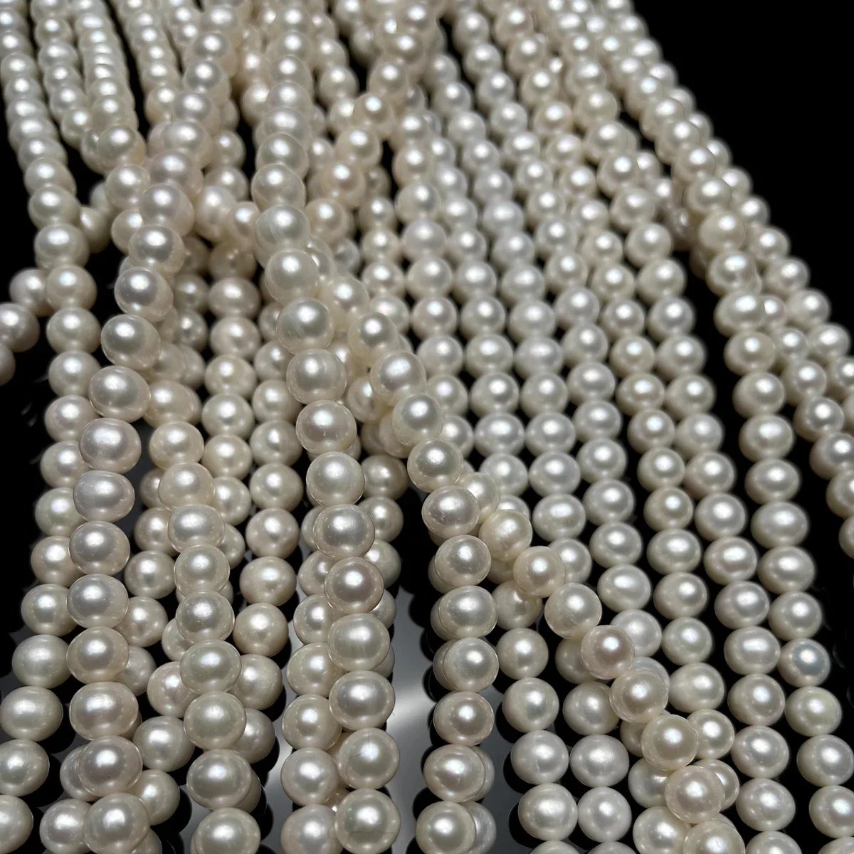 8-9mm AAAA Natural Freshwater Punch Pearls White Near Round Beads for DIY Necklace Bracelet Handmade Jewelry Making Supplies