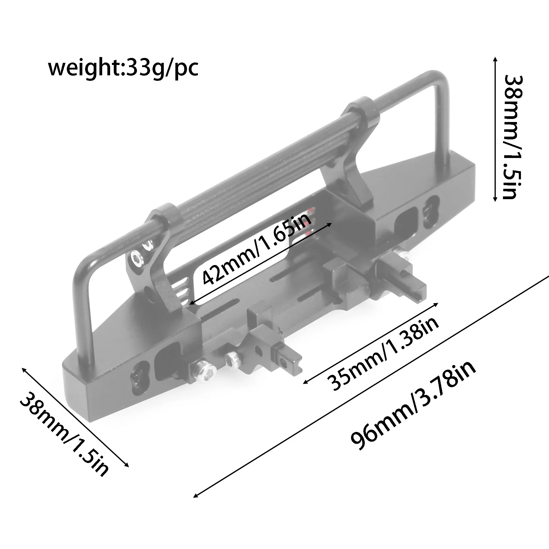 TRX4M Defender Upgrade: metalen voor-/achterbumper en lierenset voor 1/18 RC Crawler
