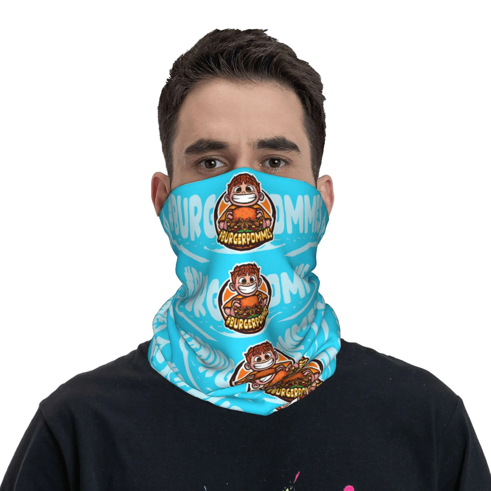 مخصص لطيف L-Lukasbses B-Burgerpommes الساخن باندانا الشتاء الرقبة أدفأ الرجال يندبروف التفاف الوجه وشاح للتزلج روك الجراب عقال