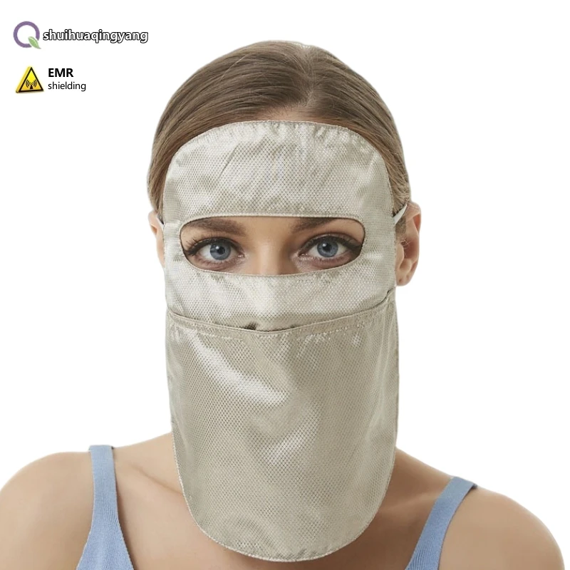 Electromagnetic radiation protective double-layer lozengy silver fiber face mask Mobile phone EMF shielding breathable face mask