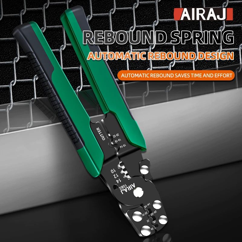 AIRAJ Multi-Function Mini Electric Terminal Crimping Pliers With Wire Stripping Cutting Hand Crimping Tool Multiple Connector