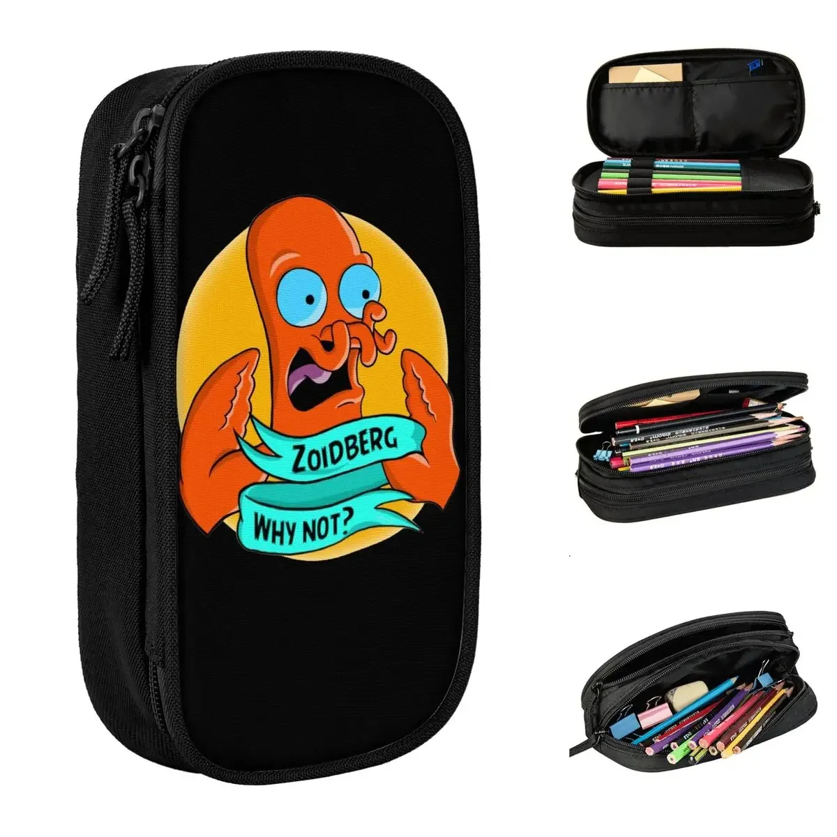 

Zoidberg Why Not Pencil Cases Futuramas Cartoon Pencilcases Pen Holder for Girl Boy Large Storage Bags Office Zipper Stationery