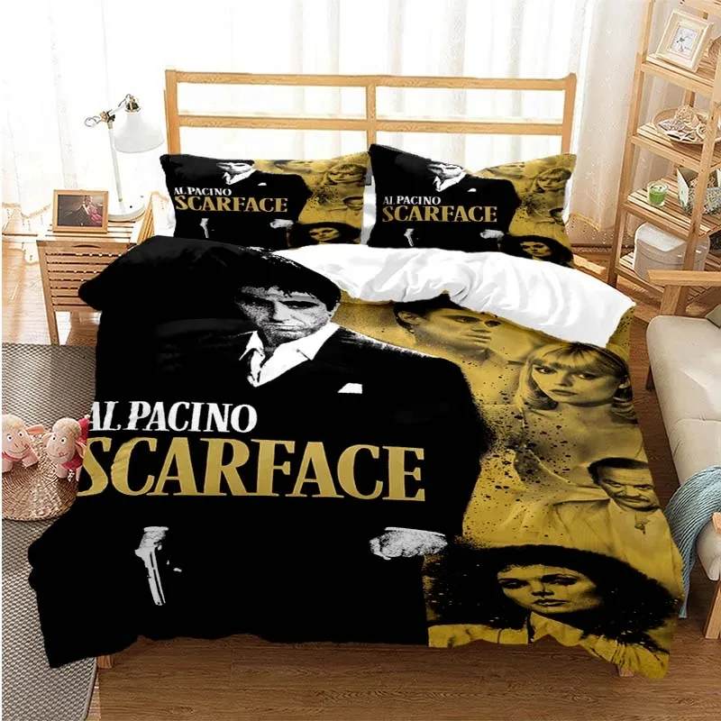 Tony Montana Scarfaces Bedding Set,Duvet Cover Comforter Bed Set Quilt Cover Pillowcase,King Queen Twin Size Boys Girls Adults