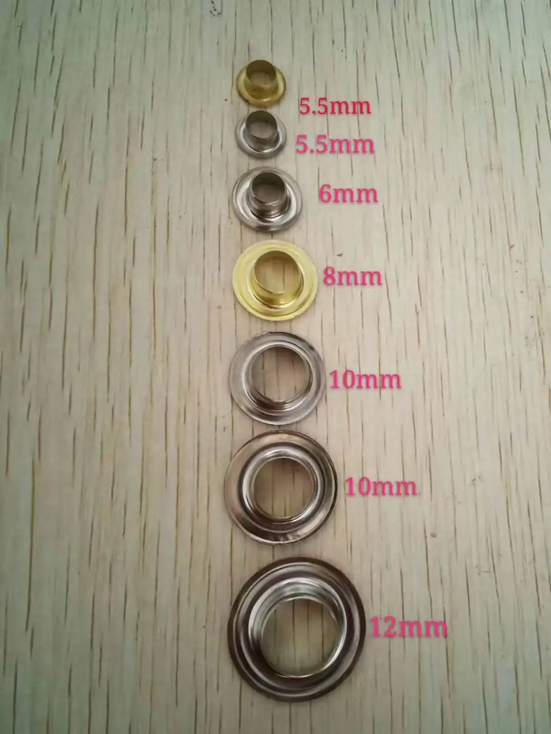 Wholesale 5.5mm 6mm 8mm 10mm 12mm Gold and Silver Plated Grommets Eyelets for Vinyl Banner Canvas Lona Tarpaulin Eyelet Machine