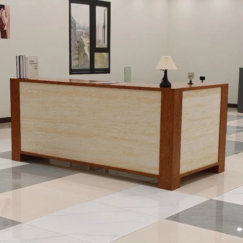 Medieval style clothing store checkout page Buyer's shop Bar table Tree tumor veneer counter Travertine front desk Corner recept