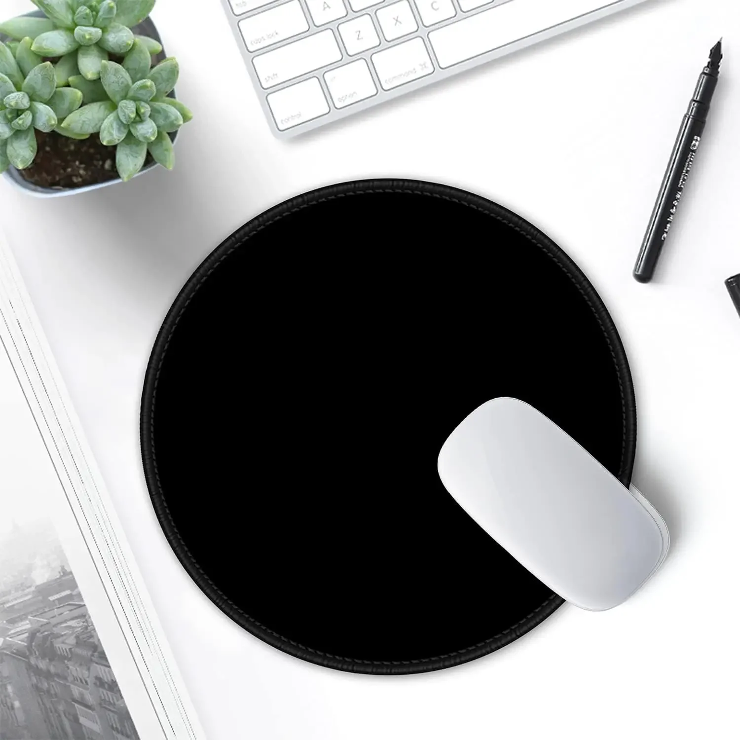 

Black Mouse Pad Round Mouse Pads with Stitched Edge,Non-Slip Base Premium-Textured Small Mouse Mat